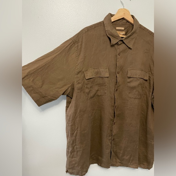 Short sleeve button up linen shirt - Picture 4 of 5